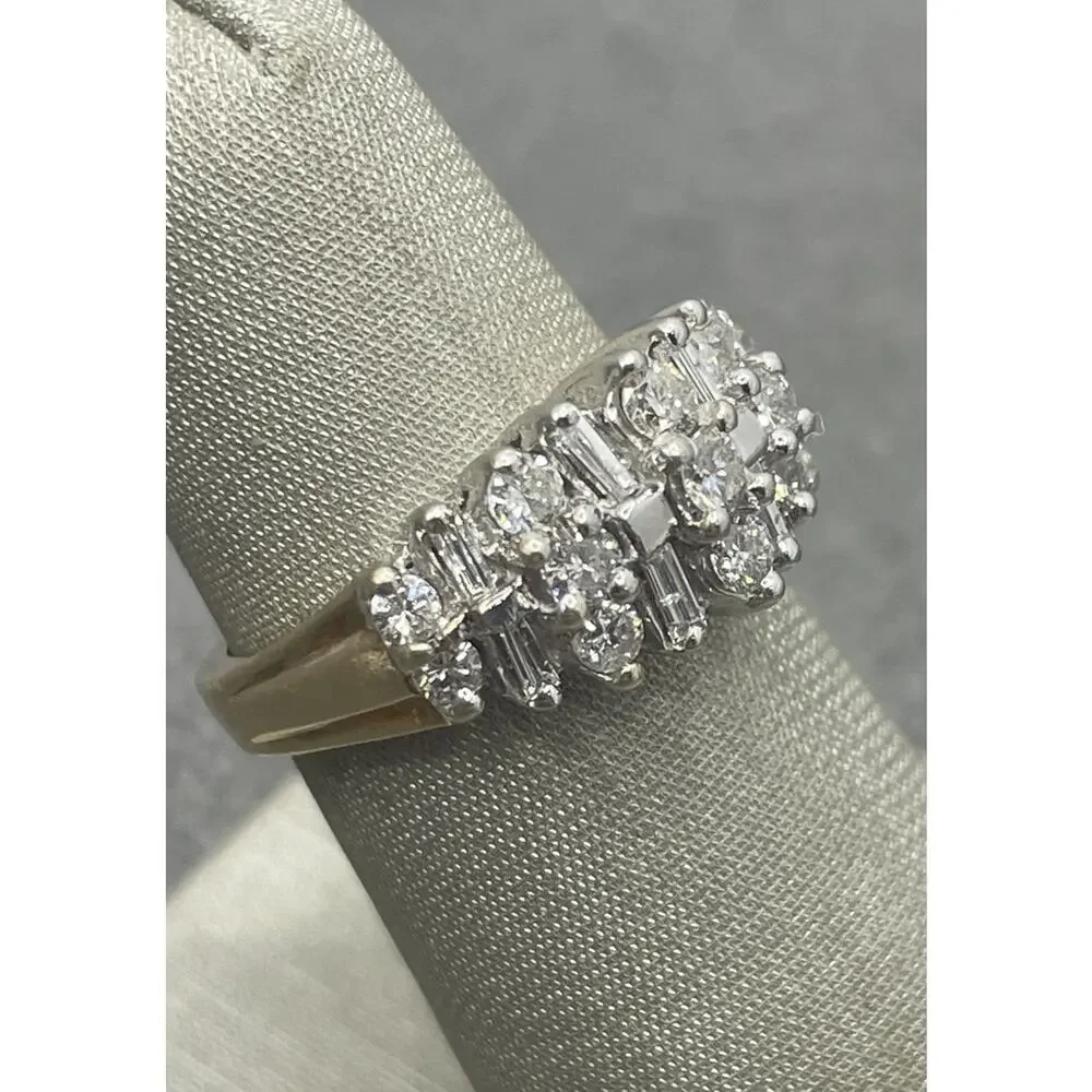 10K Two-tone Baguette & Round Diamonds Arch Ring (21927)
